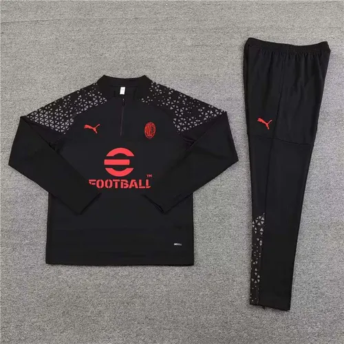 2023/2024 AC Milan Half-Pull Trainingsanzug Schwarz Fußballtrikot  Set — view 3