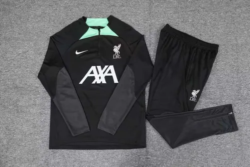 2023/2024 Liverpool Halb-Reißverschluss Trainingsanzug Schwarz  Set — view 3