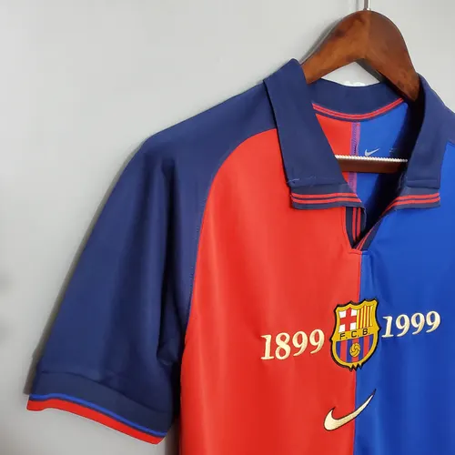 Camisa de Futebol Retro Barcelona Home Edição 100º Aniversário 1999/2000  — view 5
