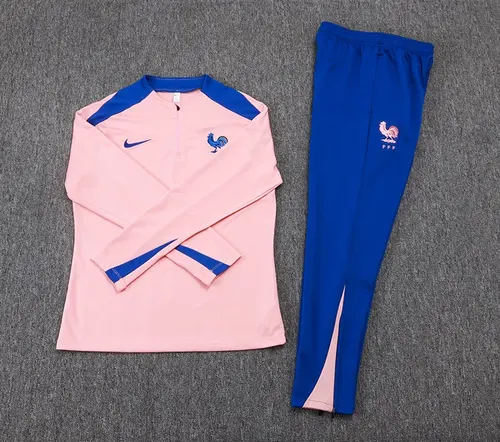 2025/2026 Frankreich Half-Pull Trainingsanzug pinkes Fußballtrikot  Set — view 7