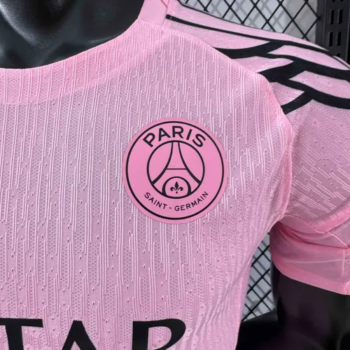 2025/2026 Versão Jogador Paris Saint-Germain Quarto Away Rosa Camisa de Futebol  — view 5