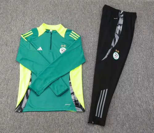 2024 Algeria National Team Half-Pull Training Suit Dark green Shirt Set — view 3
