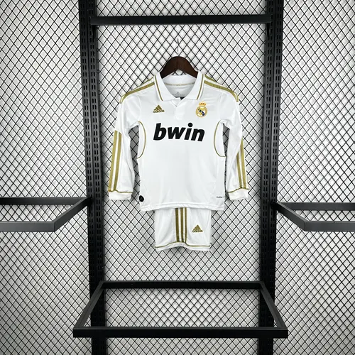 قميص ريال مدريد المنزلي الرجعي طويل الأكمام 2011/2012 جودة تايلاندية مقاس أطفال — view 1