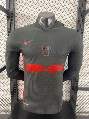 2024/2025 Langarm Spieler Version Barcelona x Travis Scott Collab Auswärts Fußballtrikot 