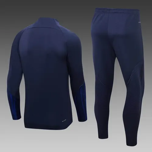 2022 France Half-Pull Training Suit Royal Blue Football Shirt Set — view 2