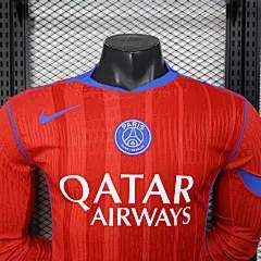 2025/2026 Long Sleeve Player Version Paris Saint-Germain Third away Red Football Shirt  — view 3