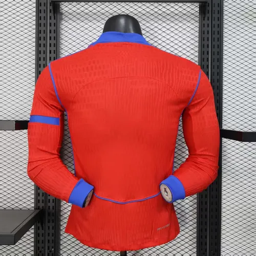 2025/2026 Long Sleeve Player Version Paris Saint-Germain Third away Red Football Shirt  — view 2