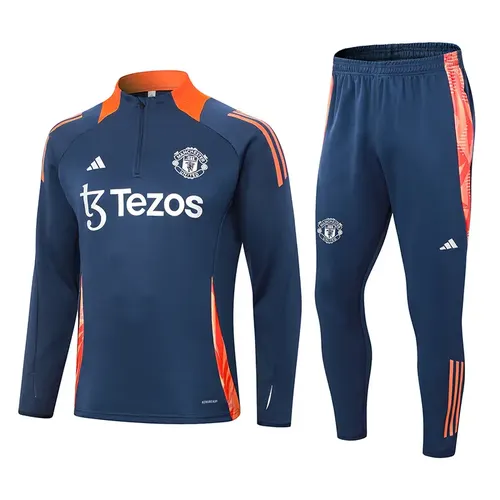 2024/2025 Manchester United Half-Pull Training Suit Royal Blue Football Shirt  Set — view 1