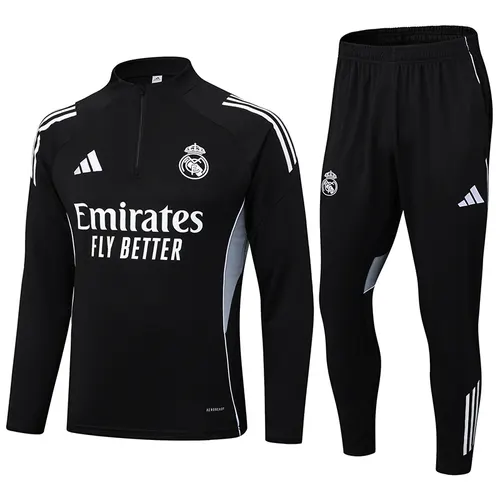 2025-2026 Real Madrid Schwarzes Half-Pull Trainingsanzug Fußballtrikot  Set — view 1