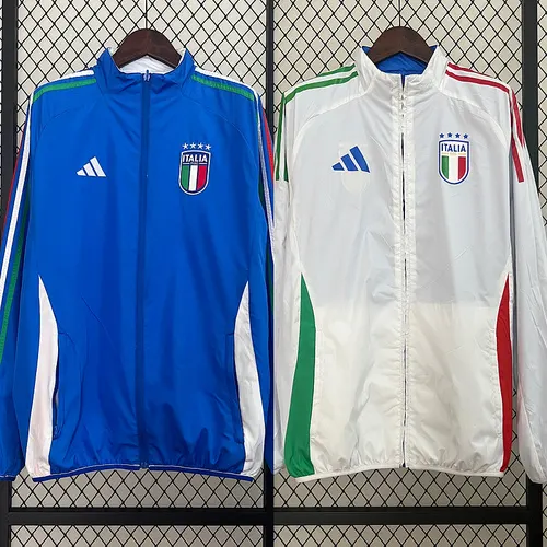 2024 Italien Wendbare Windjacke (weiß-blau) Fußballtrikot 