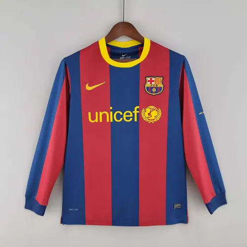 2010/2011 Retro Langarm Barcelona Heim Fußballtrikot 