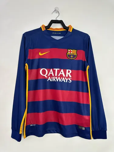 2015/2016 Retro Barcelona Heim Fußballtrikot Langarm Thailand-Qualität