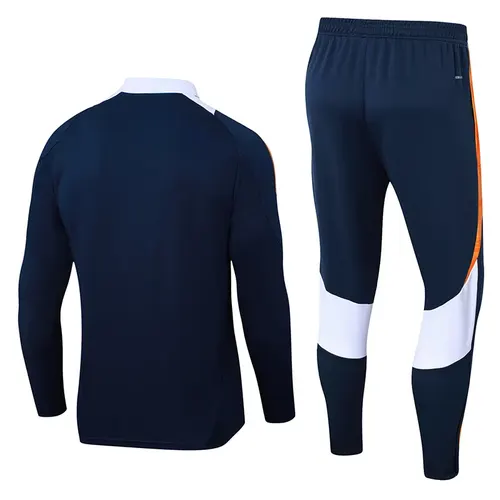 2024/2025 Real Madrid Royal blue white collar Half-Pull Training Suit Football Shirt  Set — view 2