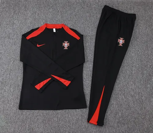 2024-2025 Portugal Half-Pull Training Suit Black Football Shirt Set — view 7