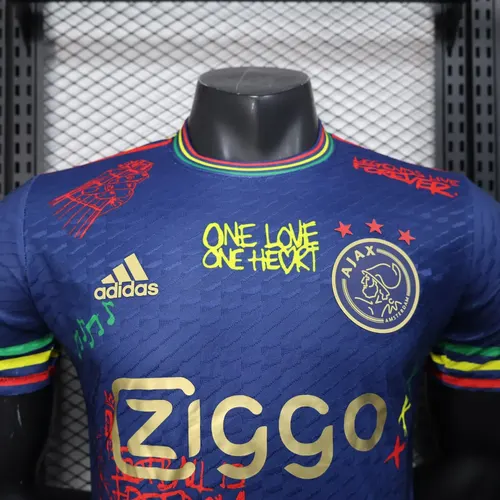 2025/2026 Player Version Ajax Doodle Plate Royal Blue Football Jersey  — view 3