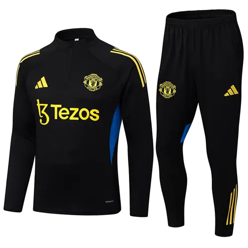 2025/2026 Manchester United Half-Pull Training Suit Black Football Shirt  Set — view 1