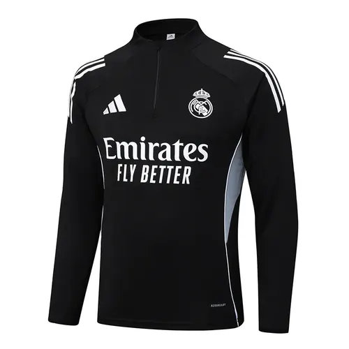 2025-2026 Real Madrid Schwarzes Half-Pull Trainingsanzug Fußballtrikot  Set — view 3