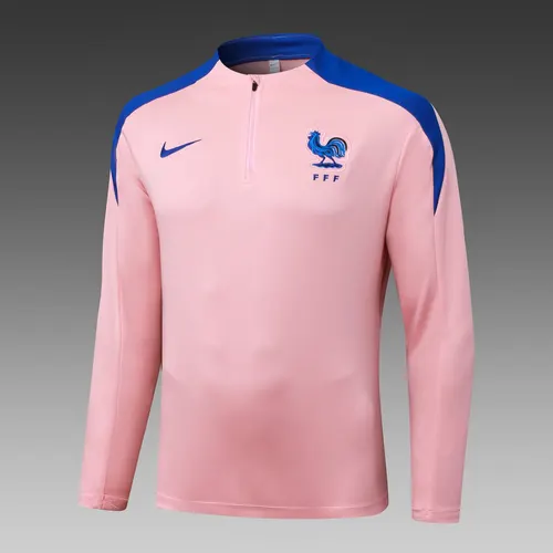 2025 Player Version France Half-Pull Training Suit Pink Football Shirt Set — view 3