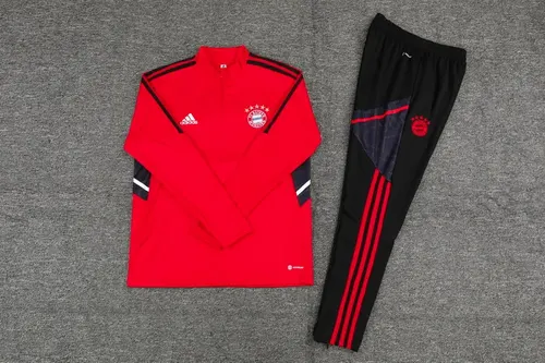 2022/2023 Bayern Half-Pull Training Suit Red Black Jersey Set  — view 7