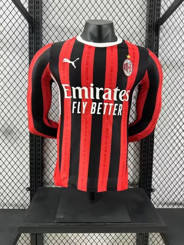 Maillot de football domicile manches longues version joueur 2024/2025 AC Milan landaise