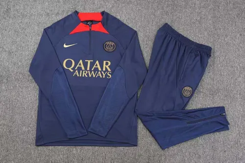 2023/2024 Psg Paris Saint-Germain Chándal de Entrenamiento Semi-Cremallera Azul Marino Set — view 3