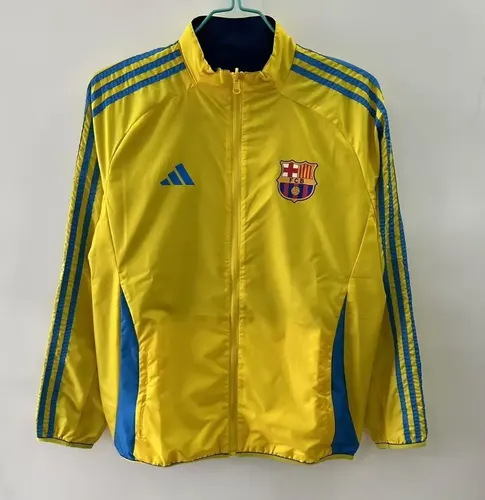 2025/2026 Barcelona Reversible Windbreaker jaune et bleu Soccer Jersey  — view 2
