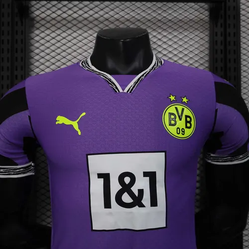 2025/2026 Version Joueur Dortmund Gardien Violet Maillot de football  landaise — view 3