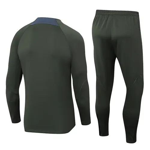 2023-2024 PSG Paris Saint-Germain Halb-Reißverschluss Trainingsanzug Olivgrün Set — view 2