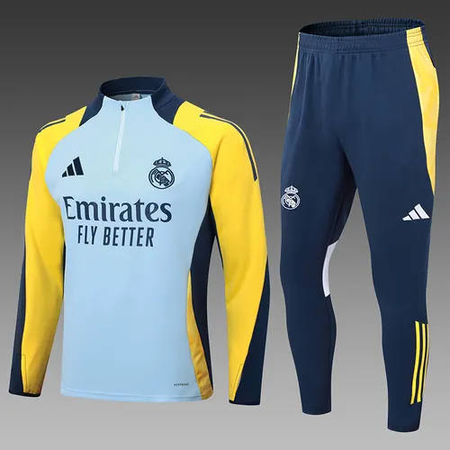 2024/2025 Real Madrid Half-Pull Training Suit Baby Blue Football Shirt  Set — view 1