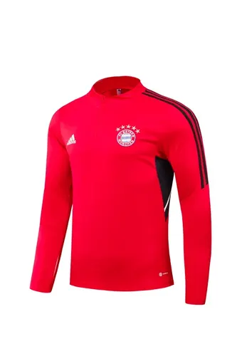 2022/2023 Bayern Half-Pull Training Suit Red Black Jersey Set  — view 3