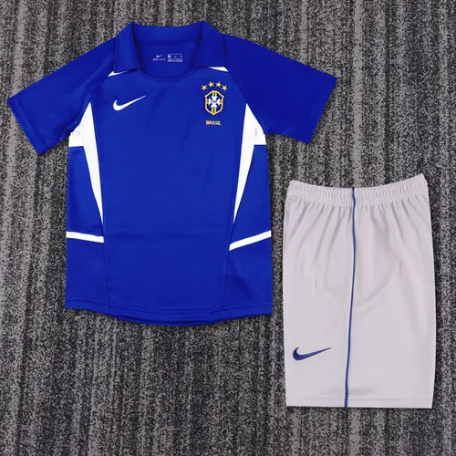 2002 Retro Brasilien Auswärts-Fußballtrikot Kindergröße