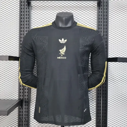 Maillot de football noir manches longues version joueur édition spéciale National Mexique 2025 AAA qualité fan