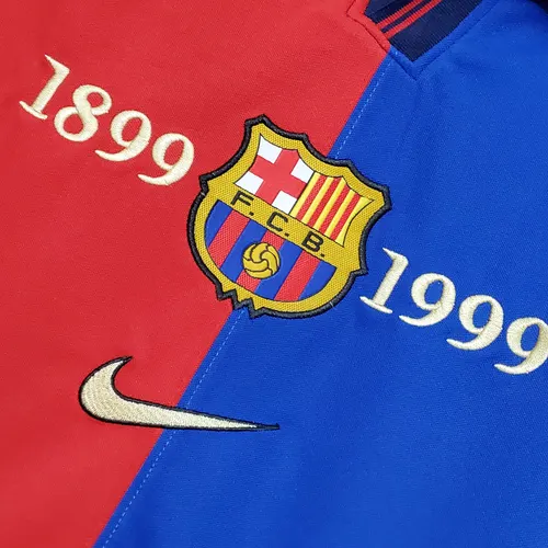 Camisa de Futebol Retro Barcelona Home Edição 100º Aniversário 1999/2000  — view 4