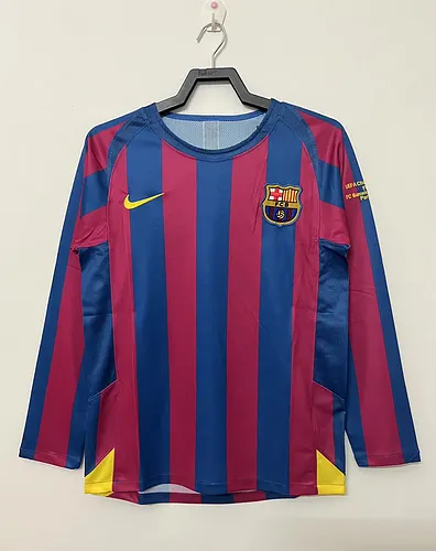 2005/2006 Retro Langarm Barcelona Heim Fußballtrikot UEFA Champions League 