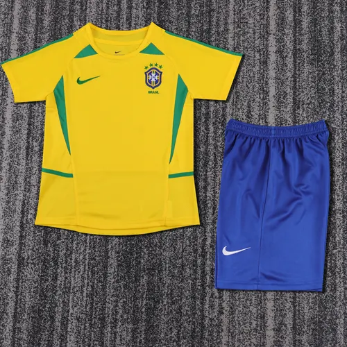 2002 Retro Brasilien Heim-Fußballtrikot Kindergröße