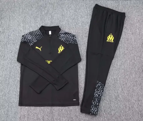 2023/2024 Olympique de Marseille Conjunto Treino Meia Puxada Preto Camisa Futebol — view 7