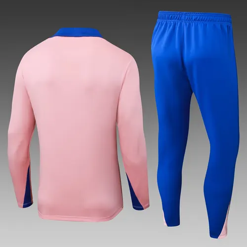 2025 Player Version France Half-Pull Training Suit Pink Football Shirt Set — view 2