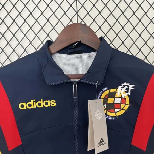 2024 Spain Windbreaker Navy blue Soccer Jersey  — view 3