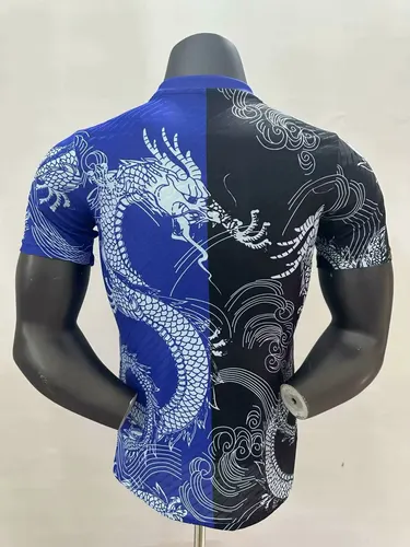2025/2026 Player Version Real Madrid Dragon pattern Blue And Black Football Jersey  — view 2