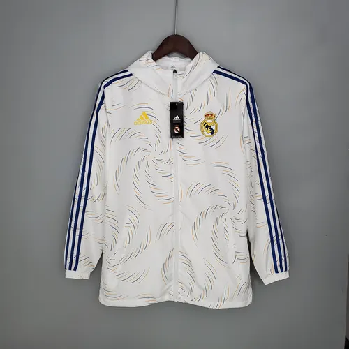 2021/2022 Real Madrid Trikot Windjacke Weiß (Blauer Rand)