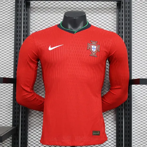 Camisa de Futebol Portugal Casa Manga Longa Versão Jogador 2024  