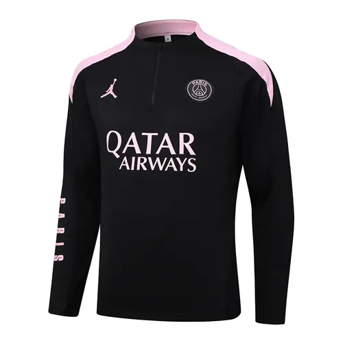 2024/2025 Psg Paris Saint-Germain Half-Pull Training Suit Black with pink Set — view 3
