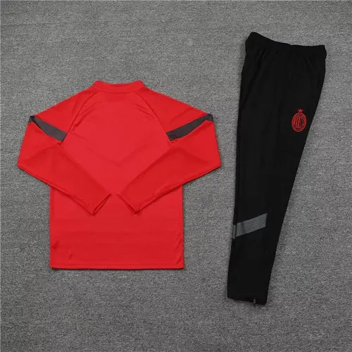 2022/2023 AC Milan Halb-Reißverschluss Trainingsanzug Rot Fußballtrikot  Set — view 4