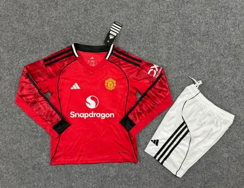 2025/2026 Langarm Manchester United Heim Fußballtrikot  Kindergröße — view 1