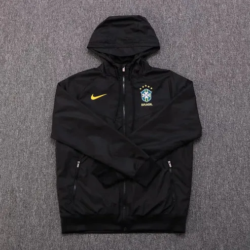 2024 Brasilien Windbreaker Schwarz Fußballtrikot AAA Fan-Qualität — view 3