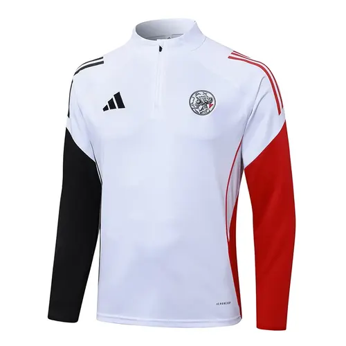 2025/2026 Ajax Half-Pull Training Suit White Football Shirt  Set — view 3