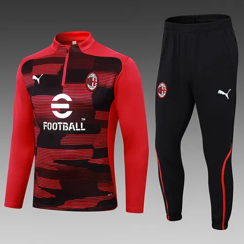 2024/2025 AC Milan Half-Pull Training Suit Red-Black Football Shirt  Set — view 1