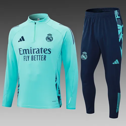 2024/2025 Real Madrid Hellgrün Halb-Reißverschluss Trainingsanzug Fußballtrikot  Set — view 1