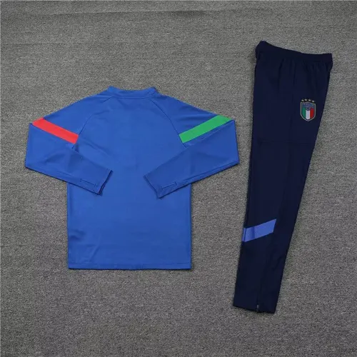 2022 Italien Halb-Reißverschluss Trainingsanzug Blau Fußballtrikot Set — view 4