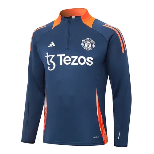 2024/2025 Manchester United Half-Pull Training Suit Royal Blue Football Shirt  Set — view 3